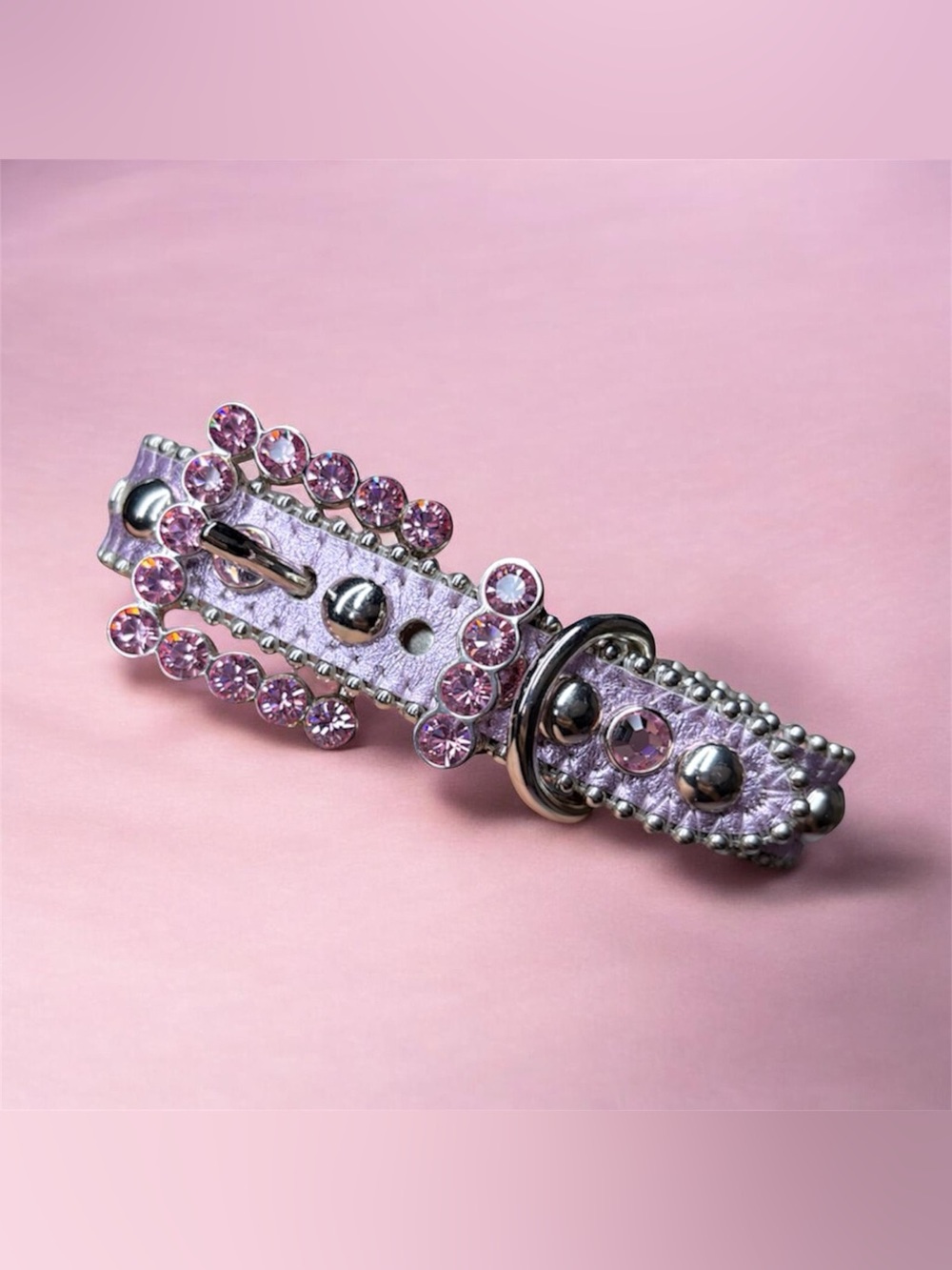 Authentic B.B. Simon Pink Swarovski Crystal Leather Dog Collar SZ Small Designer
